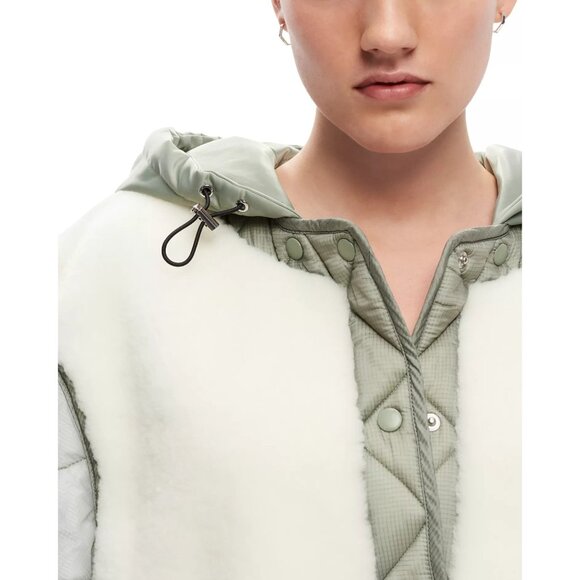 1195$ Shoreditch Ski Club Alva Shearling Mixed Media Jacket Size M Natural White - Picture 4 of 5